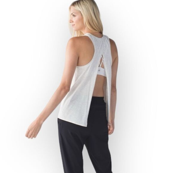 Lululemon All Tied Up Tank in Heathered White - Picture 2 of 7
